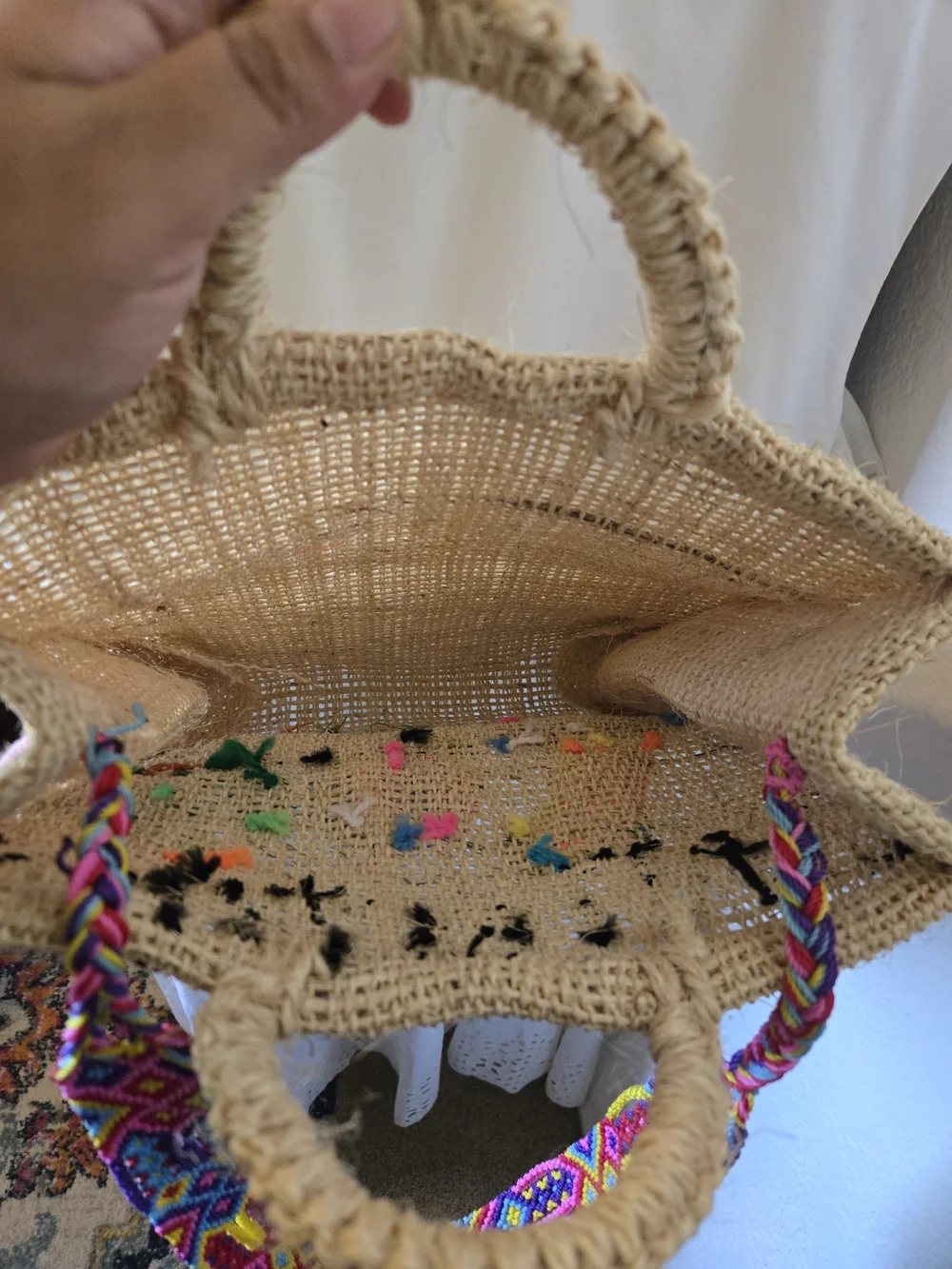 Handwoven Itxle Mexico Embroidered Cactus Tote Bag - Natural